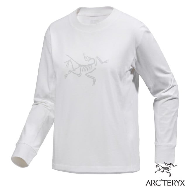 【ARCTERYX 始祖鳥】女 ARCHAEOPTERYX 圖案有機棉混紡圓領長袖T恤/X000009428 白光白✿30E010